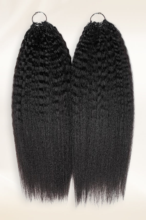 Two packs of natural black kinky straight human crochet hair