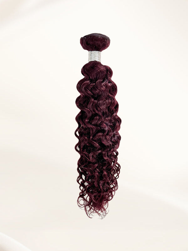 Single bundle of 99J burgundy water wave human hair