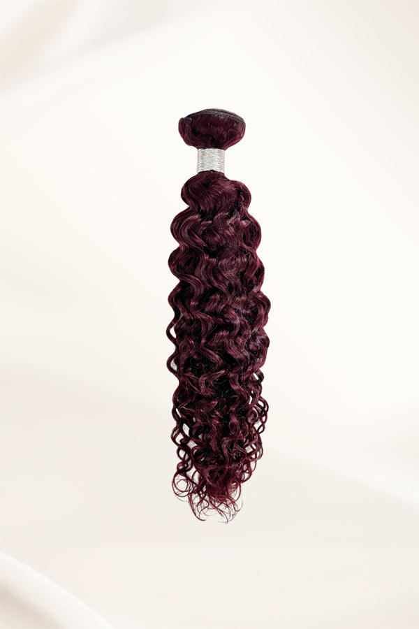 Single bundle of 99J burgundy water wave human hair