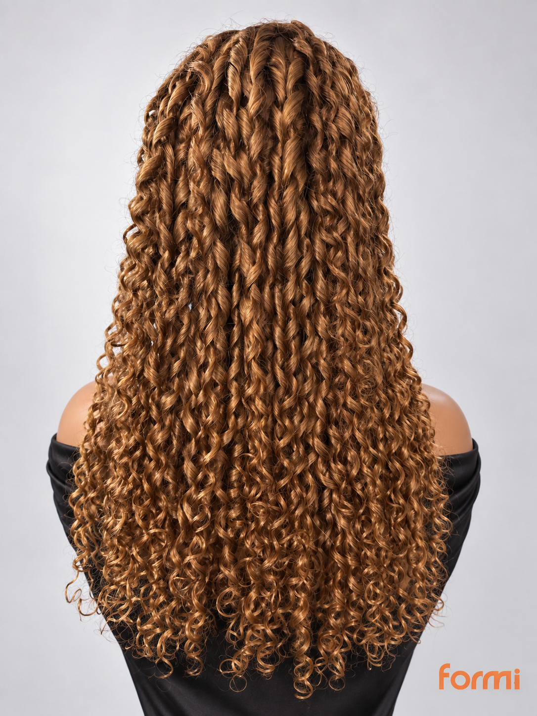 #27 honey blonde spiral curly human hair wig three-quarter view