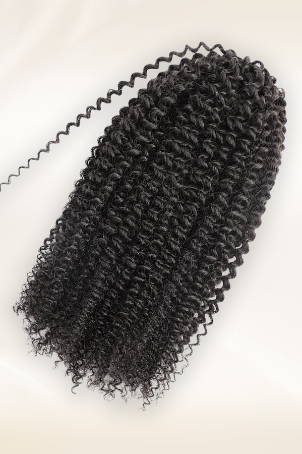 Close-up of pre-separated kinky curly crochet hair strands