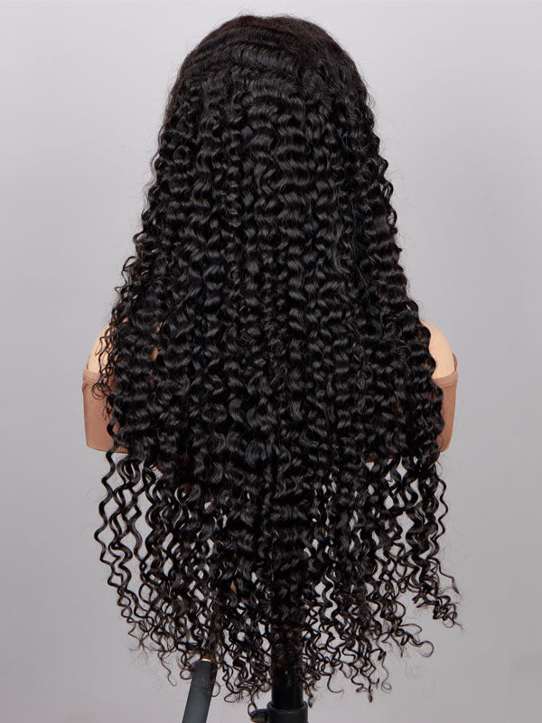 Curly 13x4 HD Lace Full Frontal Wig 100% Human Hair Pre-Plucked With Bleached Knots