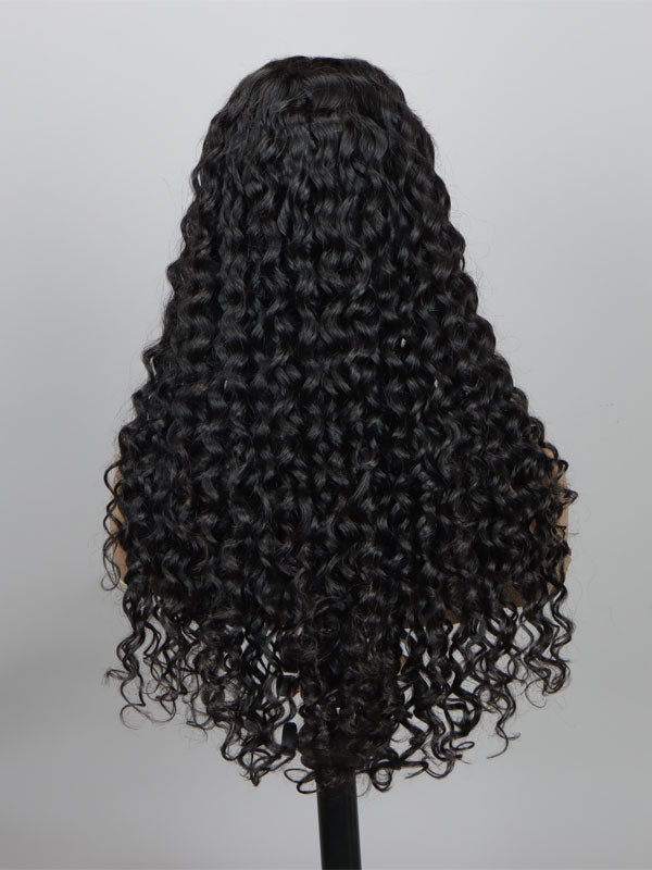Water Wave 13x4 HD Lace Full Frontal Wig 100% Human Hair Pre-Plucked With Bleached Knots