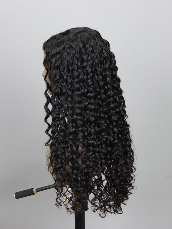 Water Wave 13x4 HD Lace Full Frontal Wig 100% Human Hair Pre-Plucked With Bleached Knots