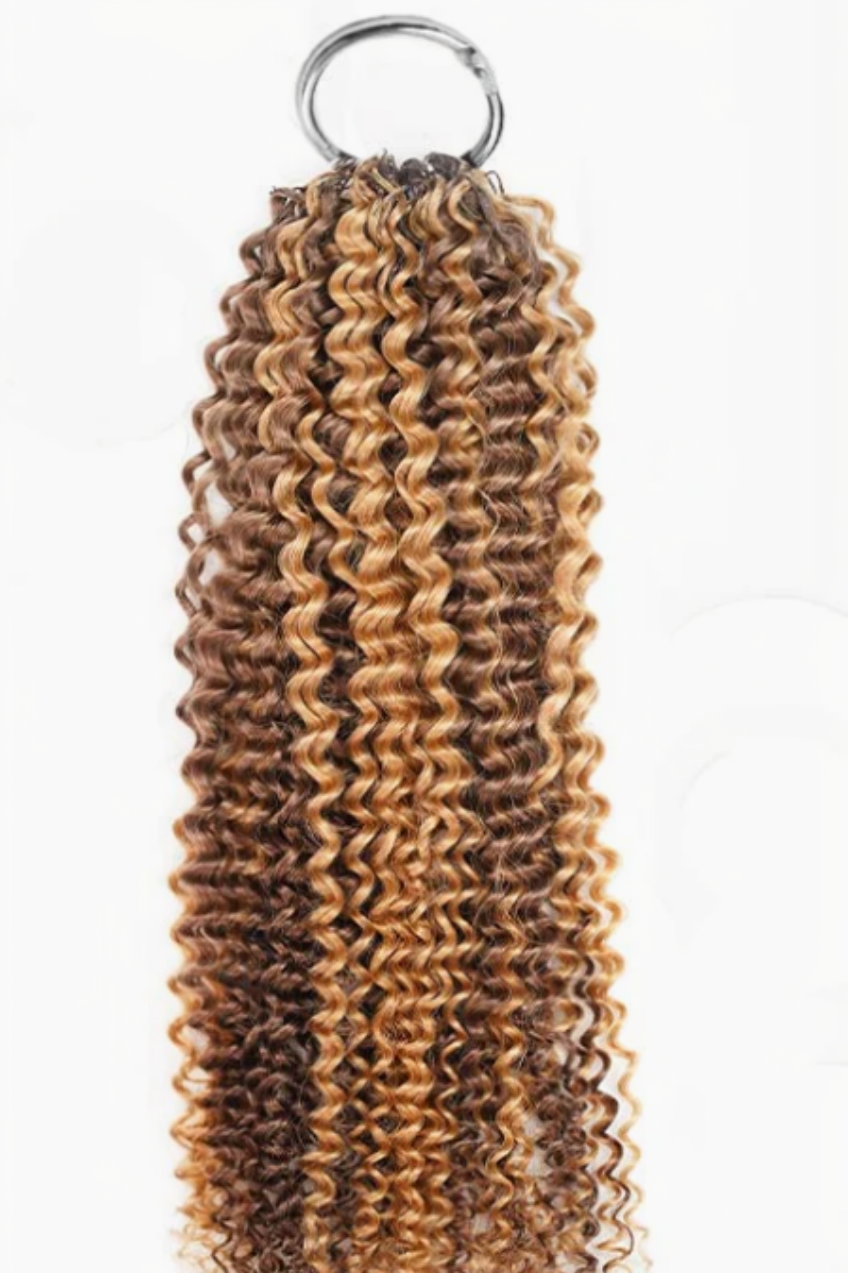 Kinky Curly Crochet Hair Highlight #P4/27 Machine Made Human Hair Extensions