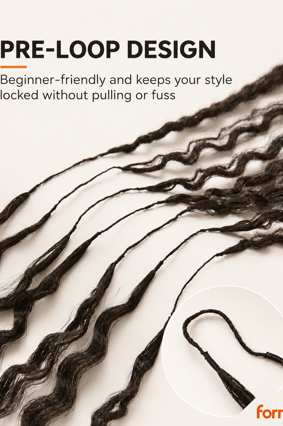 FORMI pre-loop design for crochet hair, beginner-friendly crochet installation