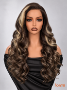 Warm chocolate brown spiral curls back view