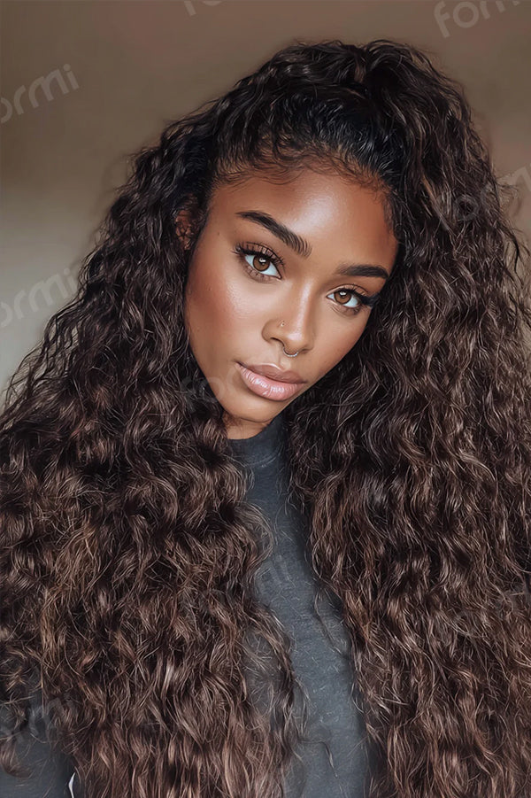 Chocolate Brown Water Wave Human Crochet Hair Extensions