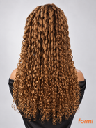 #27 honey blonde spiral curly human hair wig three-quarter view