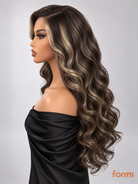 Chocolate brown human hair wig curl texture close-up