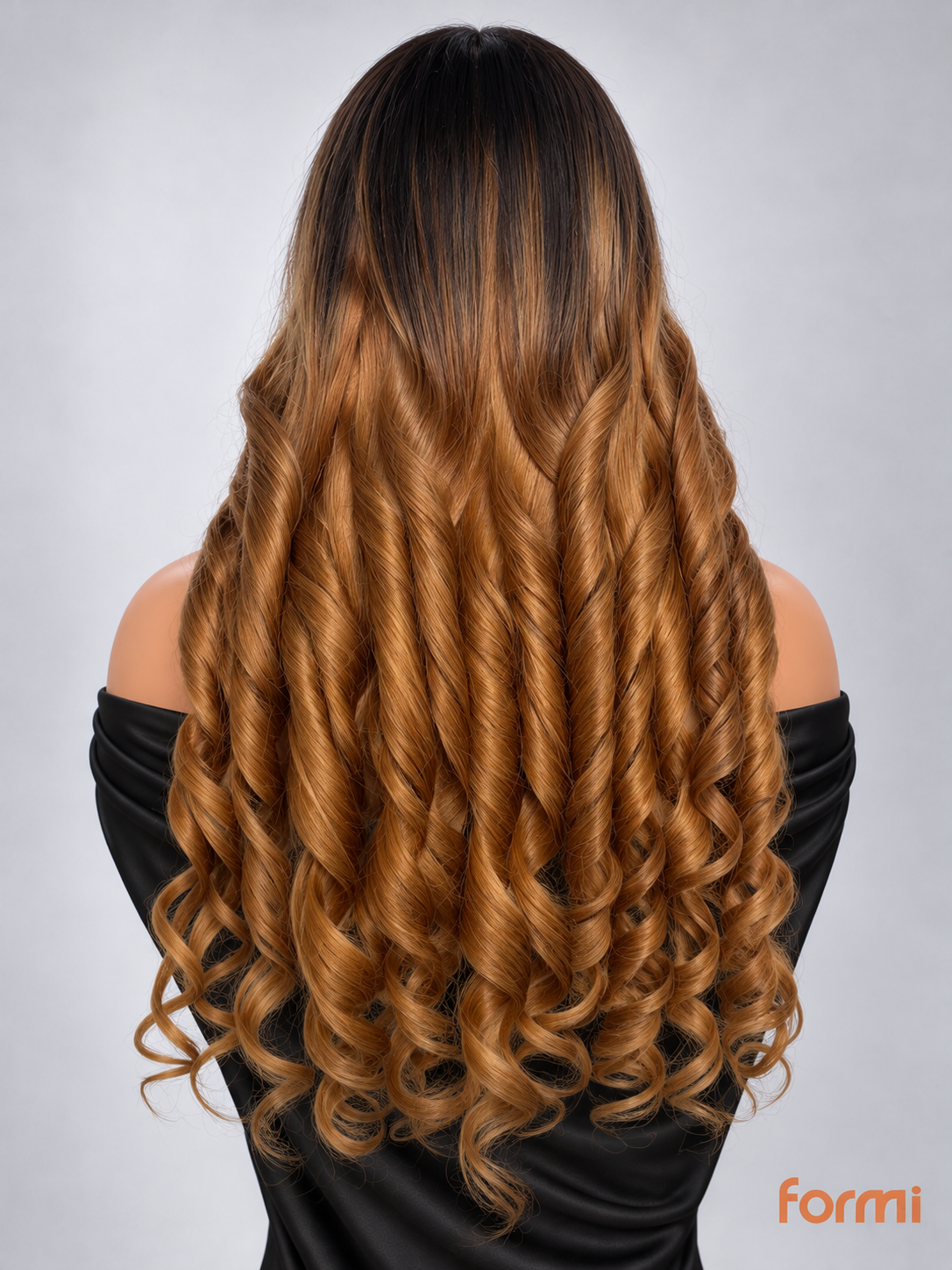 Honey caramel ombre spiral curl human hair wig side view