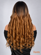 Honey caramel ombre spiral curl human hair wig side view