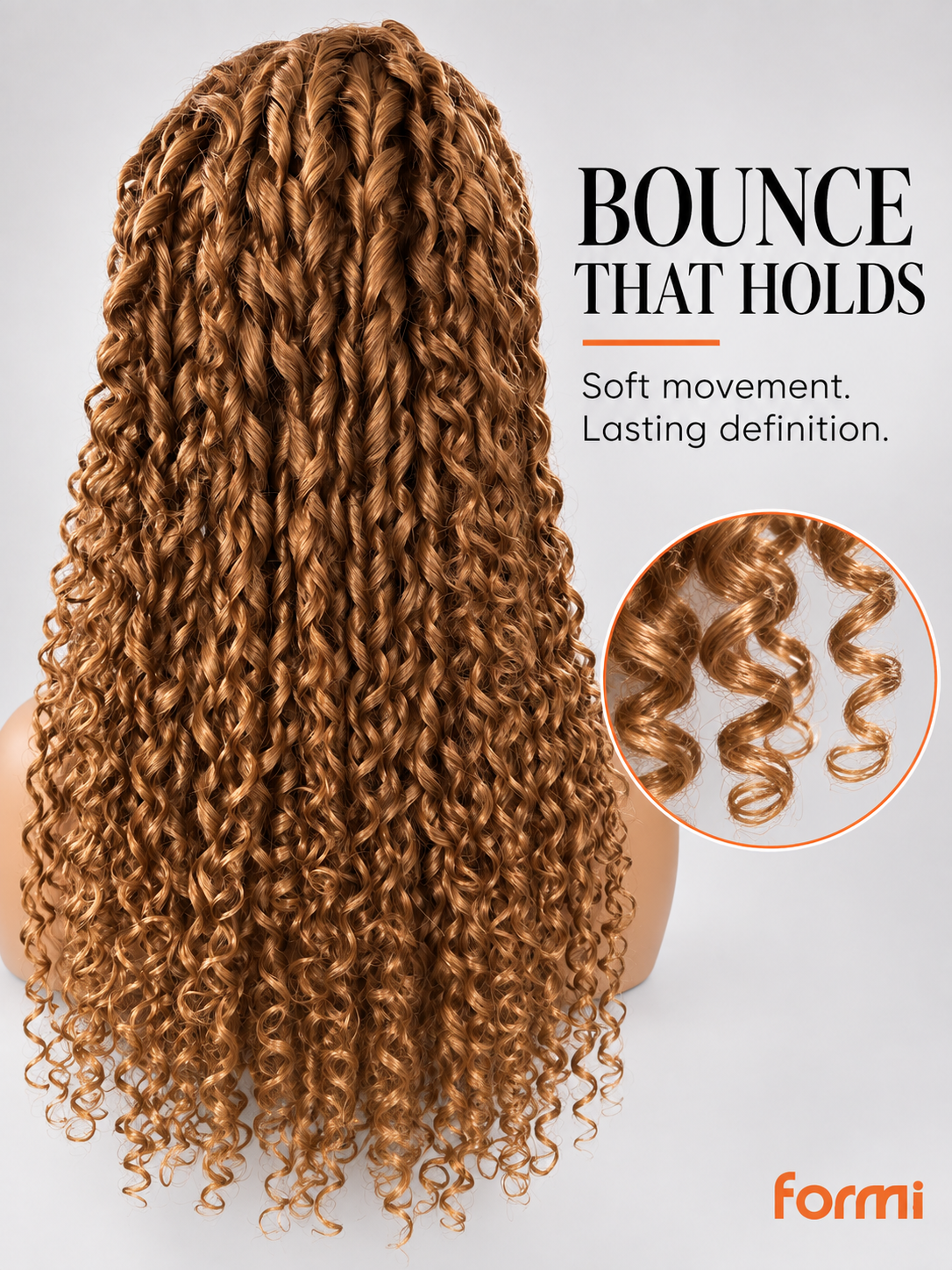FORMI #27 honey blonde spiral curly human hair wig styling view