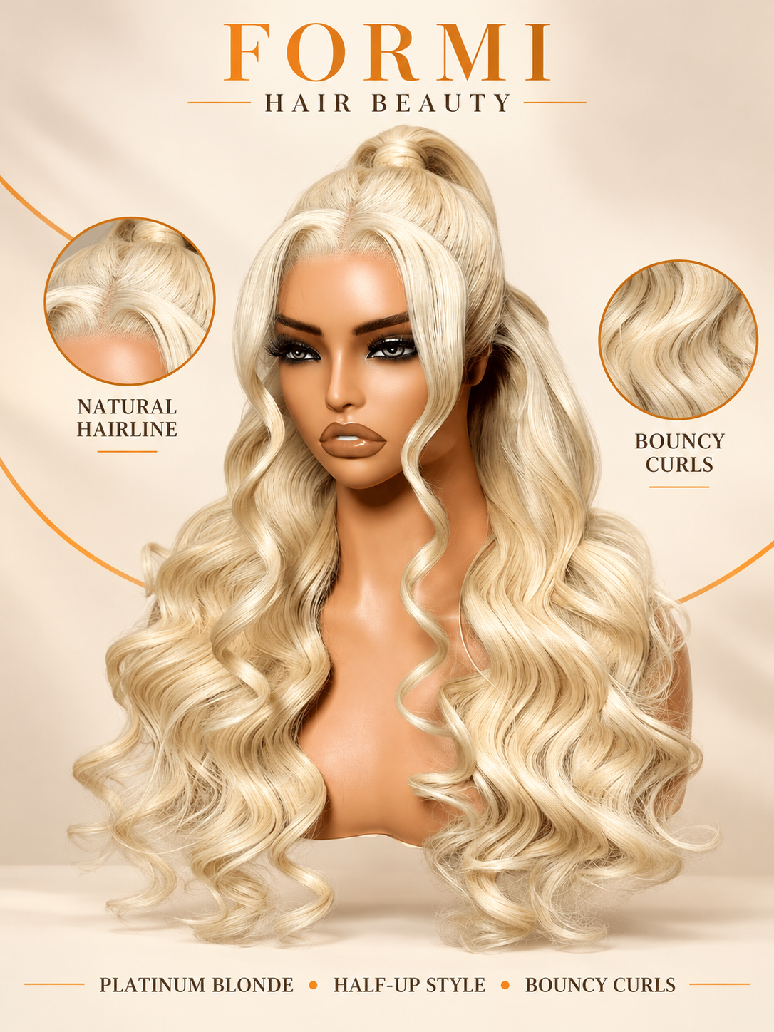 FORMI 613 blonde lace front wig with soft body wave texture