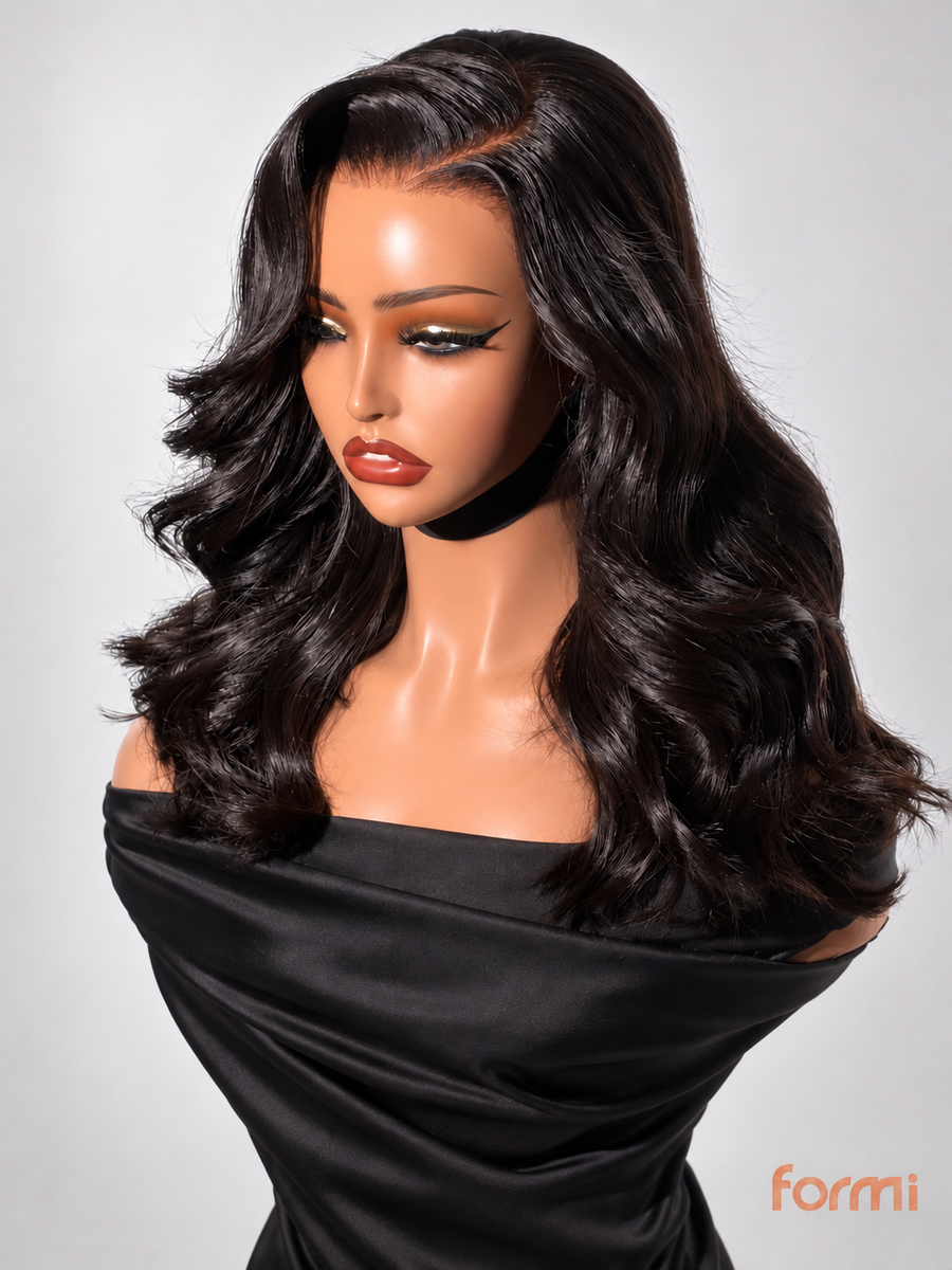Natural Black Side Part Body Wave Human Hair Wig