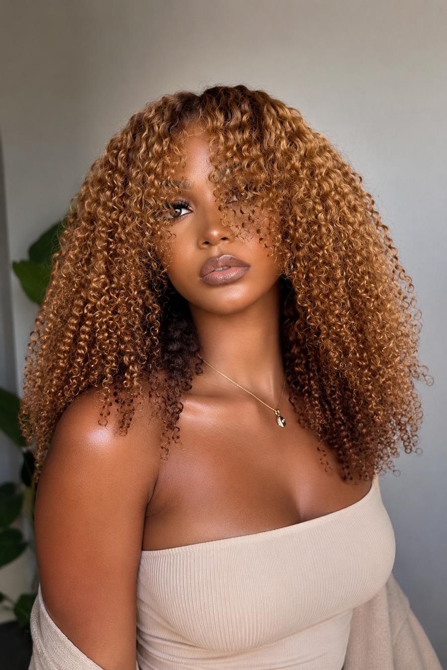 Honey Glaze Kinky Curly Human Hair Wig | Glueless HD Lace