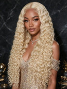 FORMI 613 Blonde Deep Wave 13x4 Lace Front Human Hair Wig.