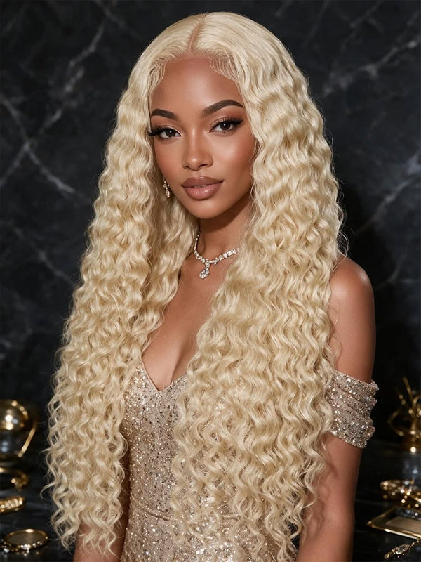 FORMI 613 Blonde Deep Wave 13x4 Lace Front Human Hair Wig.
