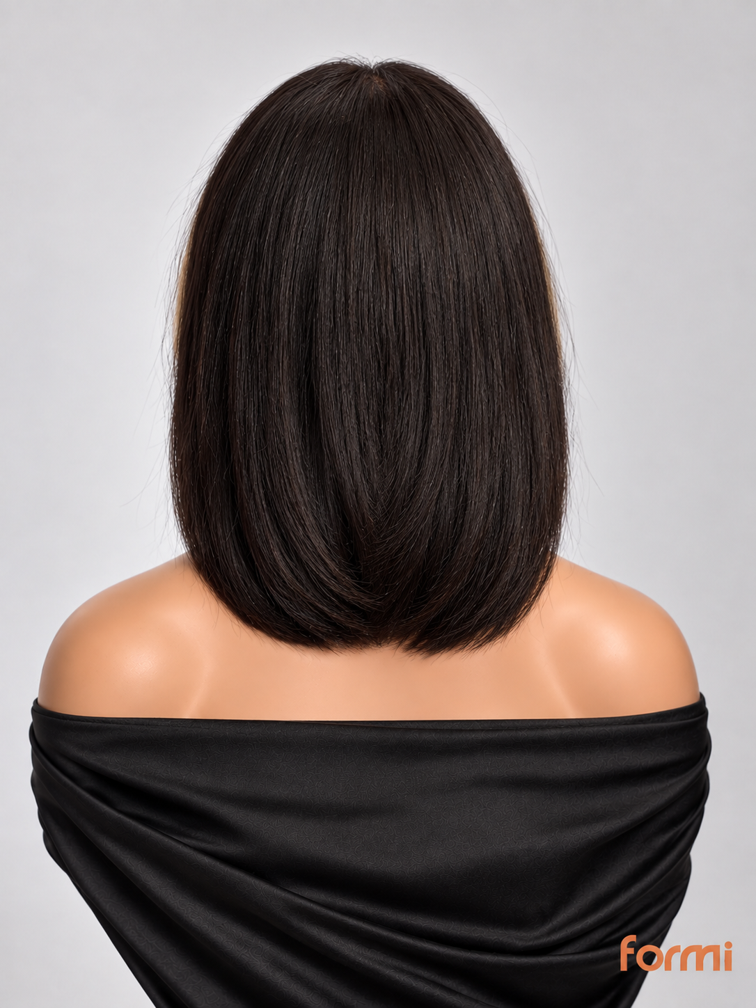 #1B and #27 color-block bob human hair wig with bangs, 12 inch