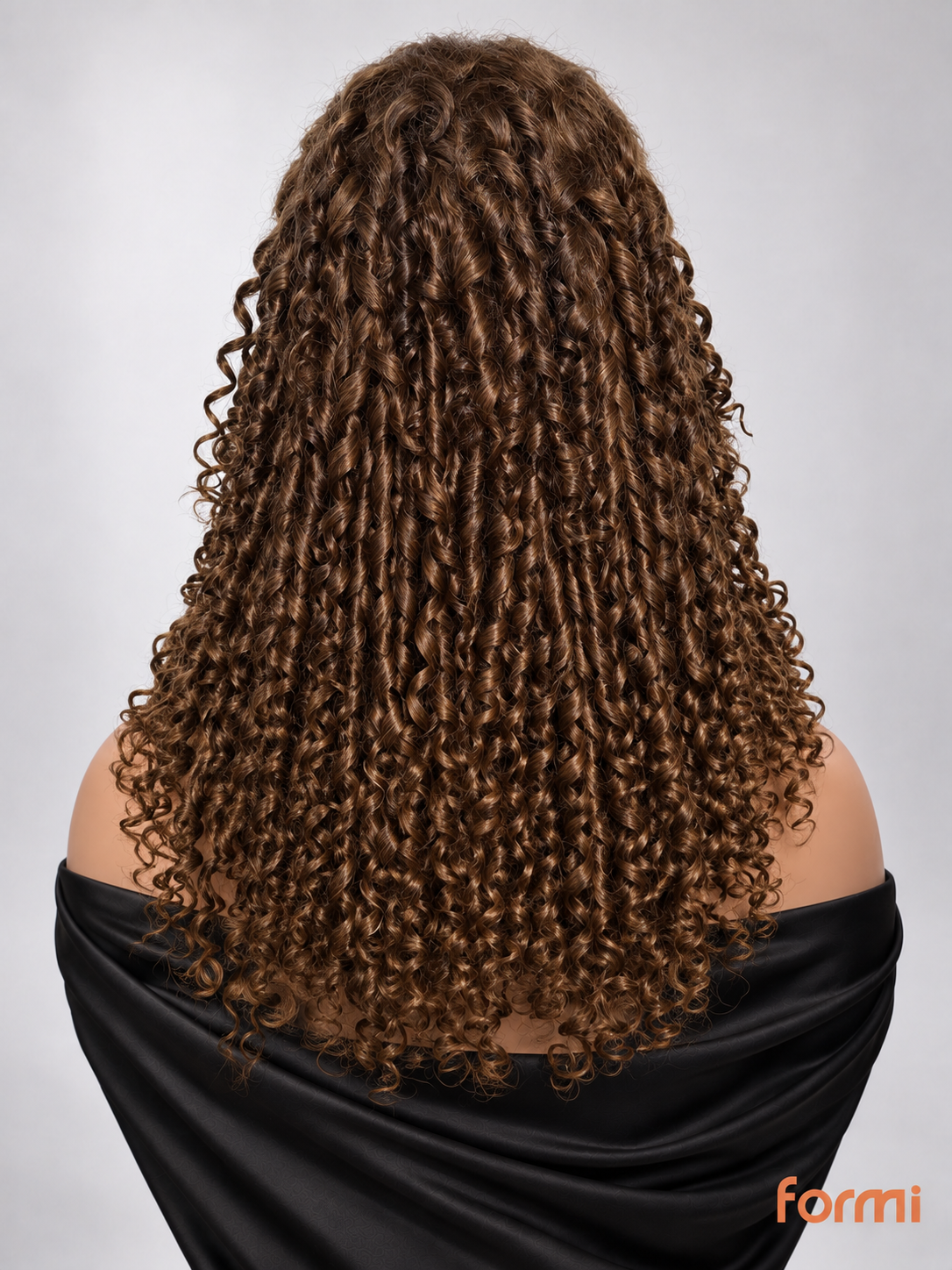 Honey blonde face-framing highlights on espresso brown wig