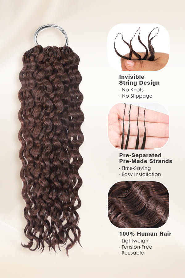 Chocolate Brown Water Wave Human Crochet Hair Extensions