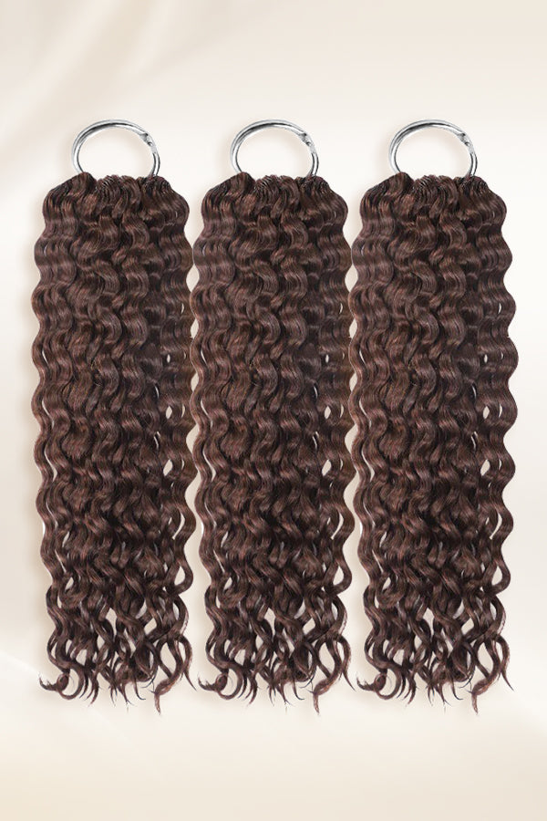 Chocolate Brown Water Wave Human Crochet Hair Extensions