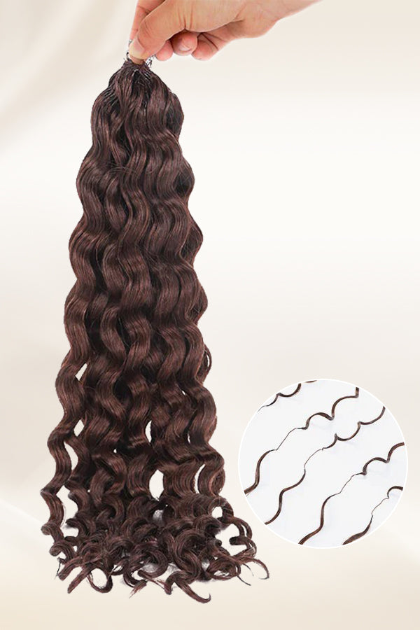 Chocolate Brown Water Wave Human Crochet Hair Extensions