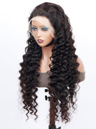 Deep Wave 13x4 HD Lace Full Frontal Wig 100% Human Hair Pre-Plucked With Bleached Knots