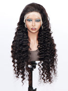 Deep Wave 13x4 HD Lace Full Frontal Wig 100% Human Hair Pre-Plucked With Bleached Knots