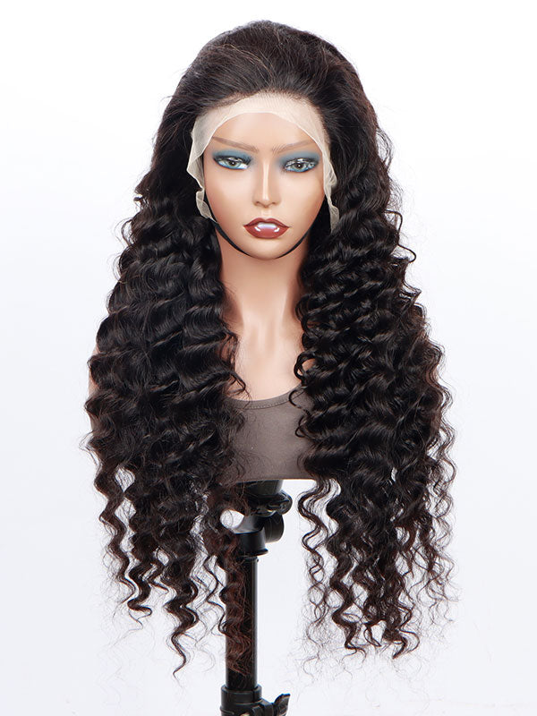 Deep Wave 13x4 HD Lace Full Frontal Wig 100% Human Hair Pre-Plucked With Bleached Knots