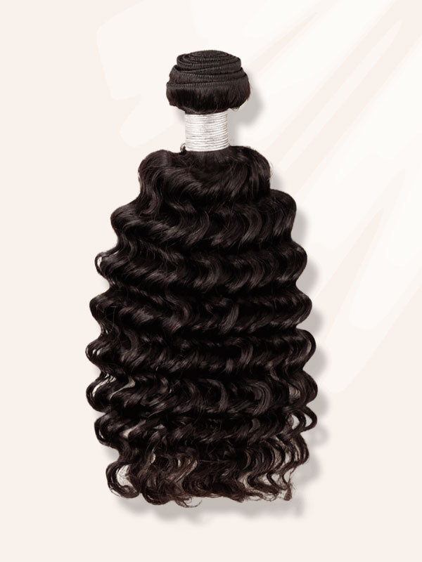 Deep Wave Natural Black Human Hair Bundles 1/2/3/4 Pcs Hair Extensions