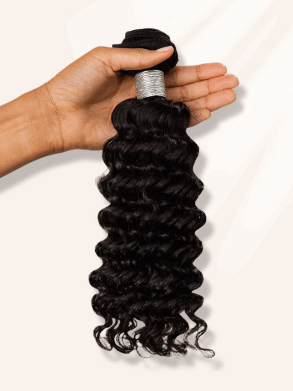 Deep Wave Natural Black Human Hair Bundles 1/2/3/4 Pcs Hair Extensions