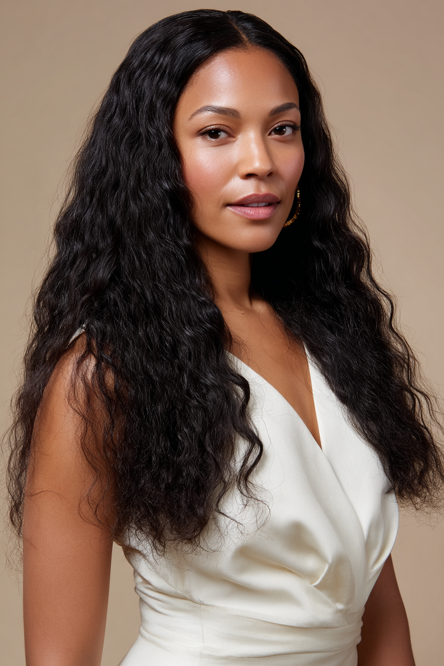 Lace Front Human Hair Wig Wavy 13x4 Natural Black