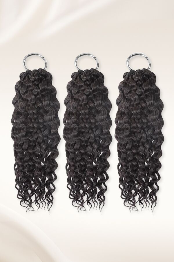 Water Wave Human Crochet Hair Extensions Natural Black Color