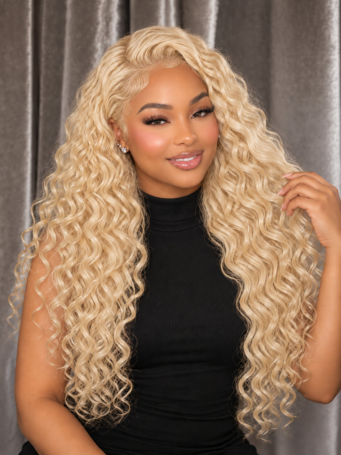 FORMI 613 Blonde Water Wave 13x4 Lace Front Human Hair Wig.