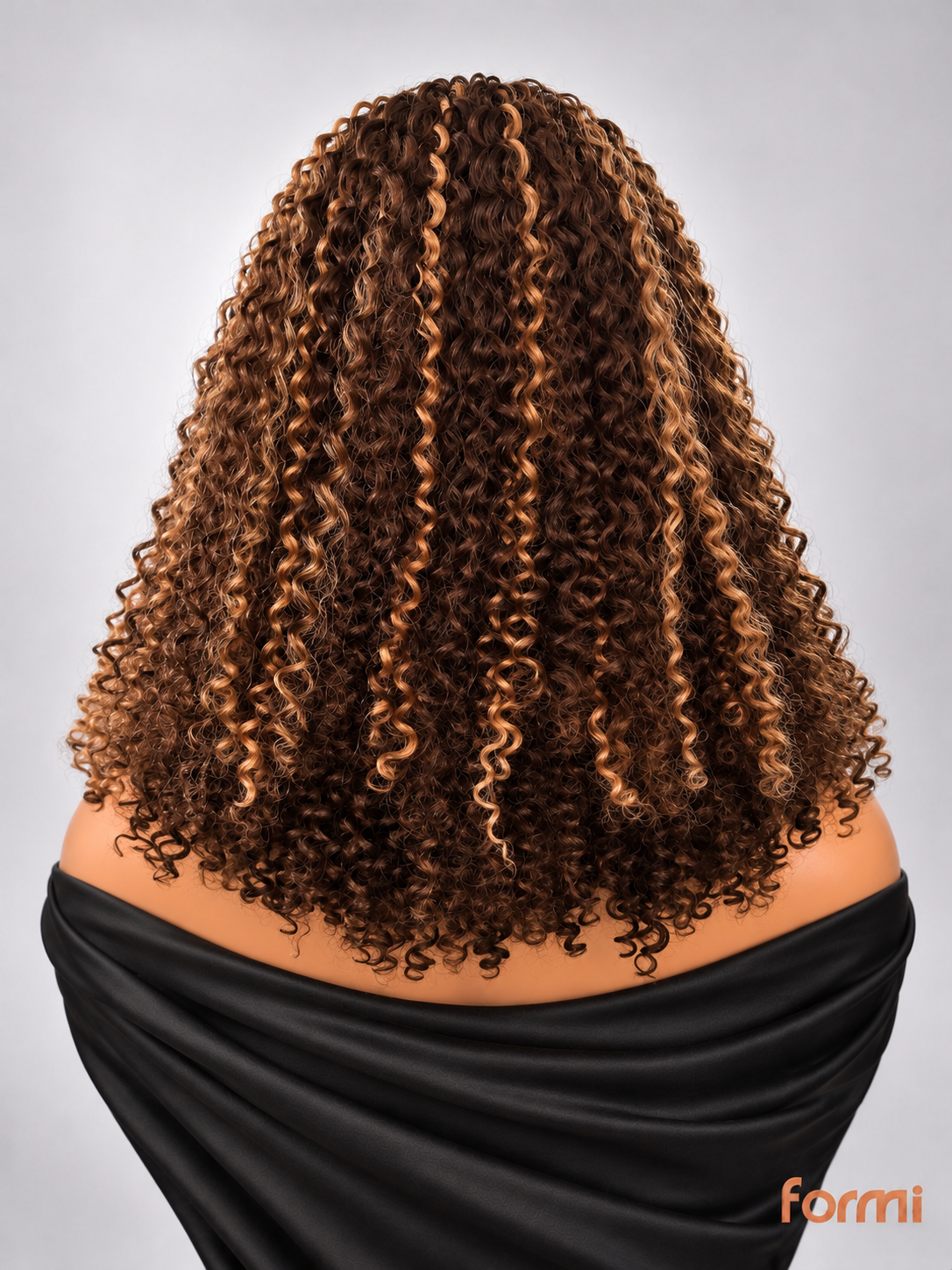 #4/27 honey blonde highlight spiral curly human hair wig back view