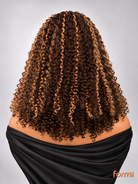 #4/27 honey blonde highlight spiral curly human hair wig back view