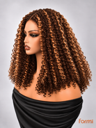 #4/27 honey blonde highlight spiral curly lace front wig left side view
