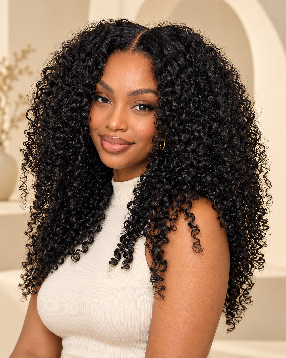 Natural Black Burmese Curly Human Crochet Hair Extensions