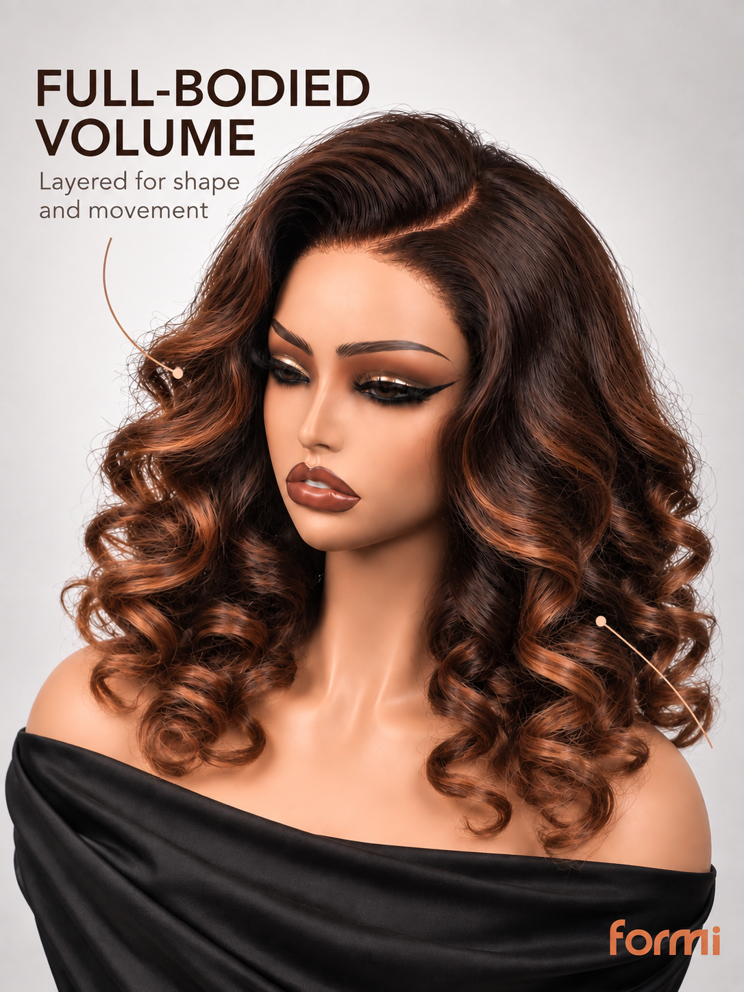 #4/350 brown copper bouncy curly human hair bob wig side view