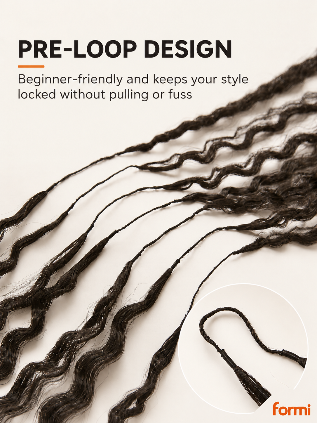 FORMI pre-loop design for crochet hair, beginner-friendly crochet installation