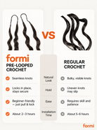 FORMI pre-looped crochet hair compared with regular crochet hair