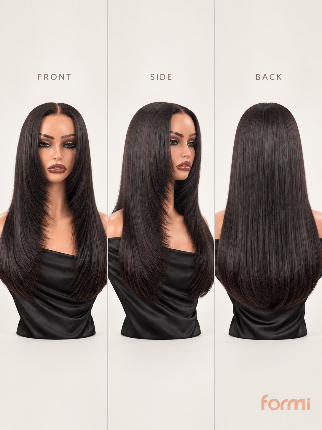 Face-framing layers and center-part look on a long straight human hair wig