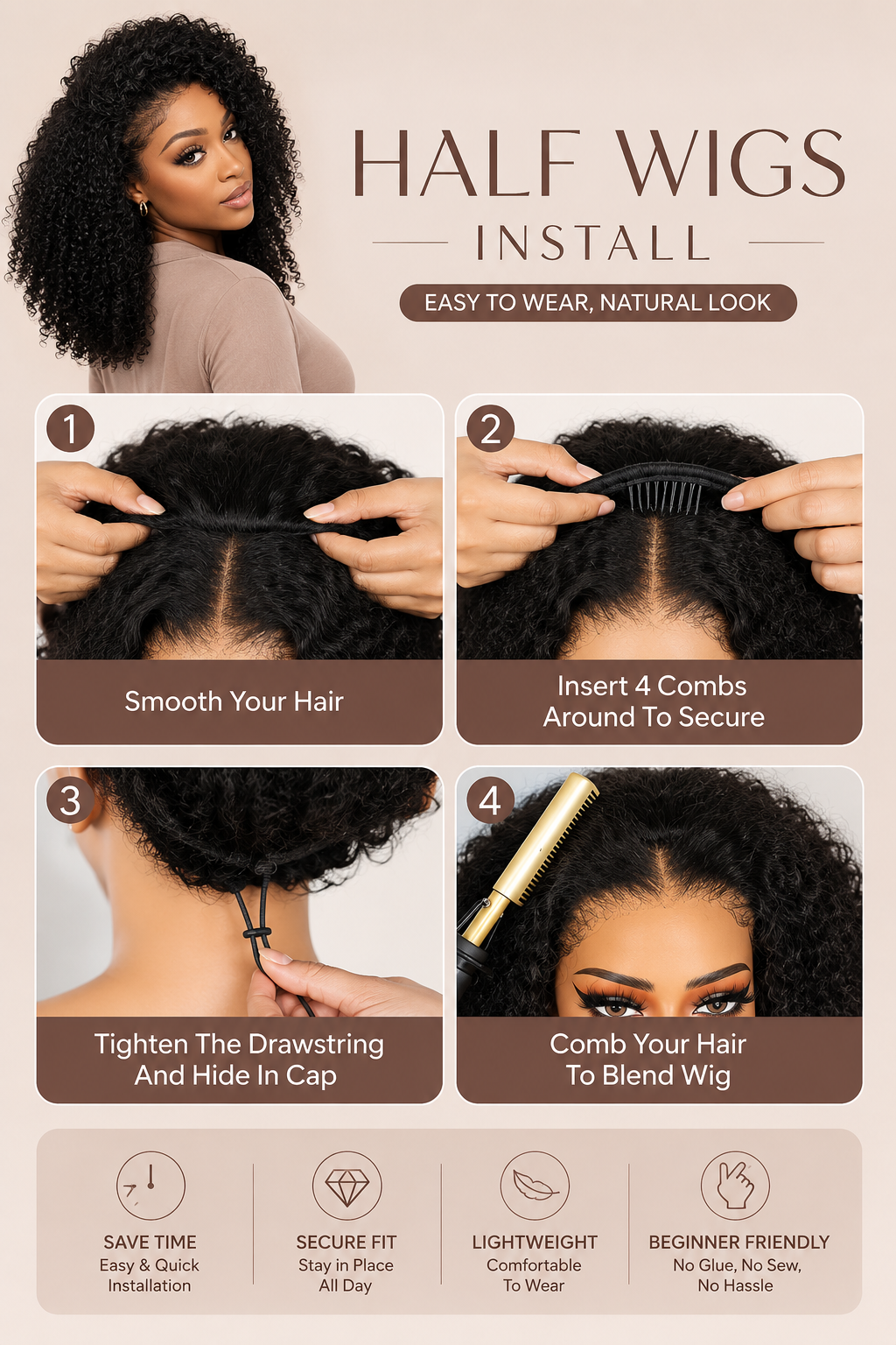 half wig afro curly wig